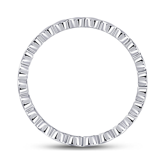 14k White Gold Womens Round Diamond Machine-Set Band Ring 1/10 Cttw