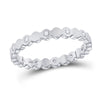 14k White Gold Womens Round Diamond Machine-Set Band Ring 1/10 Cttw