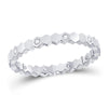 14k White Gold Womens Round Diamond Machine-Set Band Ring 1/10 Cttw