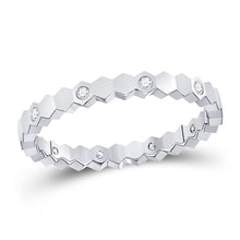  14k White Gold Womens Round Diamond Machine-Set Band Ring 1/10 Cttw