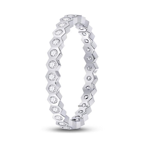 14k White Gold Womens Round Diamond Band Ring 1/4 Cttw