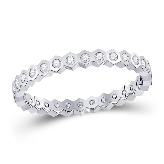 14k White Gold Womens Round Diamond Band Ring 1/4 Cttw