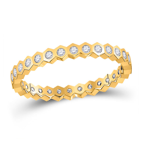 14k Yellow Gold Womens Round Diamond Band Ring 1/4 Cttw