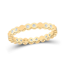  14k Yellow Gold Womens Round Diamond Machine-Set Band Ring 1/8 Cttw
