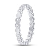 14k White Gold Womens Round Diamond Machine-Set Band Ring 1/8 Cttw