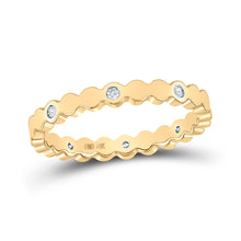  14k Yellow Gold Womens Round Diamond Machine-Set Band Ring 1/12 Cttw