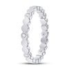 14k White Gold Womens Round Diamond Machine-Set Band Ring 1/12 Cttw