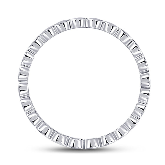 14k White Gold Womens Round Diamond Machine-Set Band Ring 1/12 Cttw