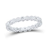 14k White Gold Womens Round Diamond Machine-Set Band Ring 1/12 Cttw