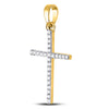 10k Yellow Gold Womens Round Diamond Cross Pendant 1/6 Cttw