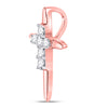 10k Rose Gold Womens Round Diamond Cross Pendant 1/10 Cttw