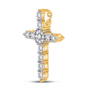14k Yellow Gold Womens Round Diamond Cross Pendant 1/4 Cttw