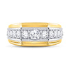 10k Two-tone Gold Mens Round Diamond Graduated Band Ring 1 Cttw
