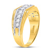 10k Two-tone Gold Mens Round Diamond Graduated Band Ring 1 Cttw