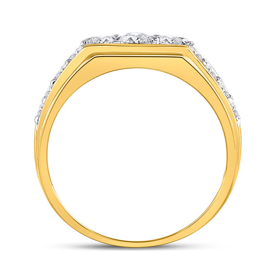 10k Two-tone Gold Mens Round Diamond Graduated Band Ring 1 Cttw