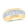 10k Two-tone Gold Mens Round Diamond Graduated Band Ring 1 Cttw