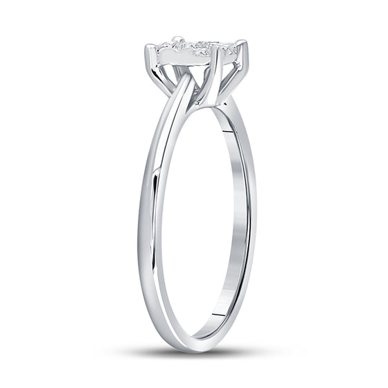 10k White Gold Womens Round Diamond Flower Cluster Ring 1/4 Cttw