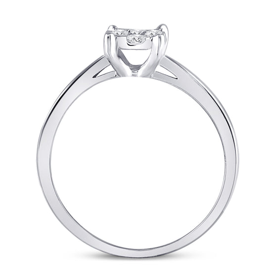 10k White Gold Womens Round Diamond Flower Cluster Ring 1/4 Cttw