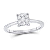 10k White Gold Womens Round Diamond Flower Cluster Ring 1/4 Cttw