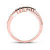 10k Rose Gold Womens Round Brown Diamond Fashion Infinity Ring 1/4 Cttw