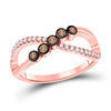 10k Rose Gold Womens Round Brown Diamond Fashion Infinity Ring 1/4 Cttw