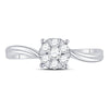 10k White Gold Womens Round Diamond Flower Cluster Ring 1/3 Cttw
