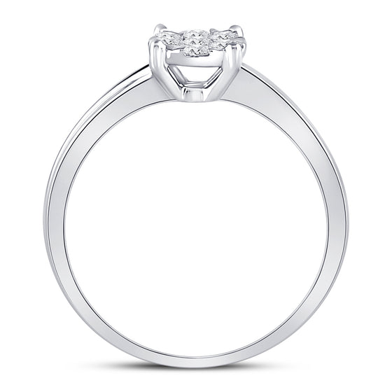 10k White Gold Womens Round Diamond Flower Cluster Ring 1/3 Cttw