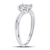 10k White Gold Womens Round Diamond Flower Cluster Ring 1/3 Cttw