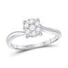 10k White Gold Womens Round Diamond Flower Cluster Ring 1/3 Cttw