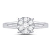 10k White Gold Womens Round Diamond Flower Cluster Ring 1/2 Cttw