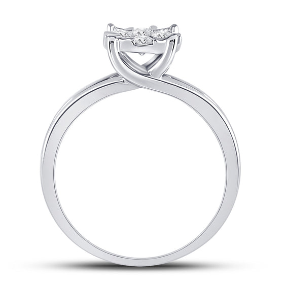 10k White Gold Womens Round Diamond Flower Cluster Ring 1/2 Cttw