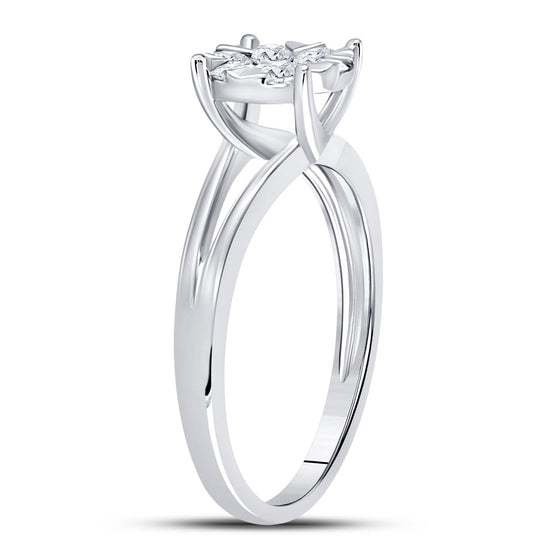 10k White Gold Womens Round Diamond Flower Cluster Ring 1/2 Cttw