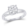 10k White Gold Womens Round Diamond Flower Cluster Ring 1/2 Cttw