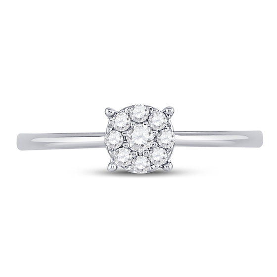 10k White Gold Womens Round Diamond Cluster Ring 1/8 Cttw
