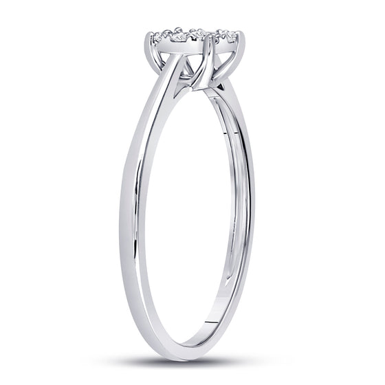 10k White Gold Womens Round Diamond Cluster Ring 1/8 Cttw