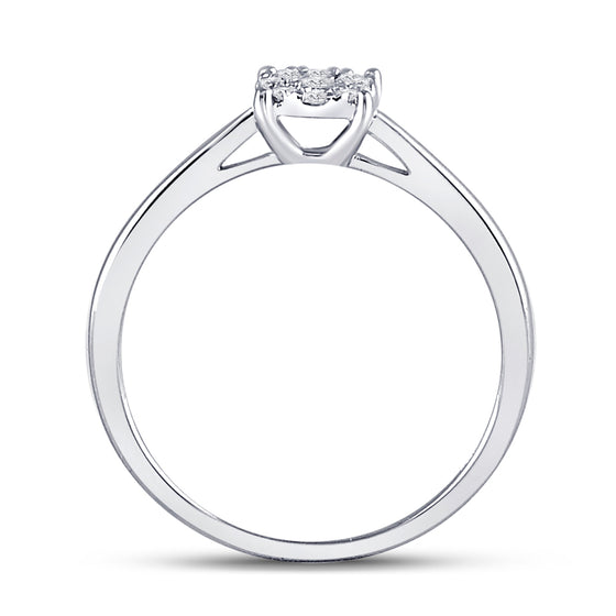 10k White Gold Womens Round Diamond Cluster Ring 1/8 Cttw