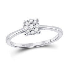  10k White Gold Womens Round Diamond Cluster Ring 1/8 Cttw