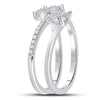 14k White Gold Womens Round Diamond Spiral Cluster Ring 1/2 Cttw