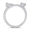 14k White Gold Womens Round Diamond Spiral Cluster Ring 1/2 Cttw