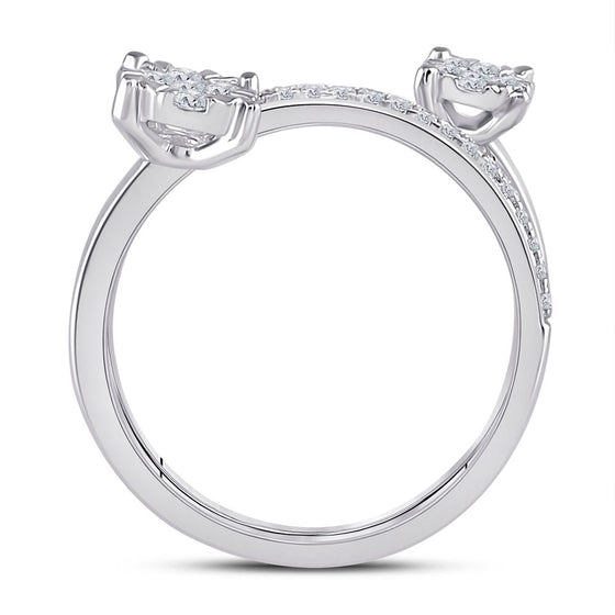 14k White Gold Womens Round Diamond Spiral Cluster Ring 1/2 Cttw