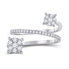 14k White Gold Womens Round Diamond Spiral Cluster Ring 1/2 Cttw
