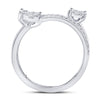 14k White Gold Womens Round Diamond Spiral Cluster Ring 1/2 Cttw