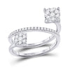 14k White Gold Womens Round Diamond Spiral Cluster Ring 1/2 Cttw
