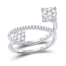  14k White Gold Womens Round Diamond Spiral Cluster Ring 1/2 Cttw