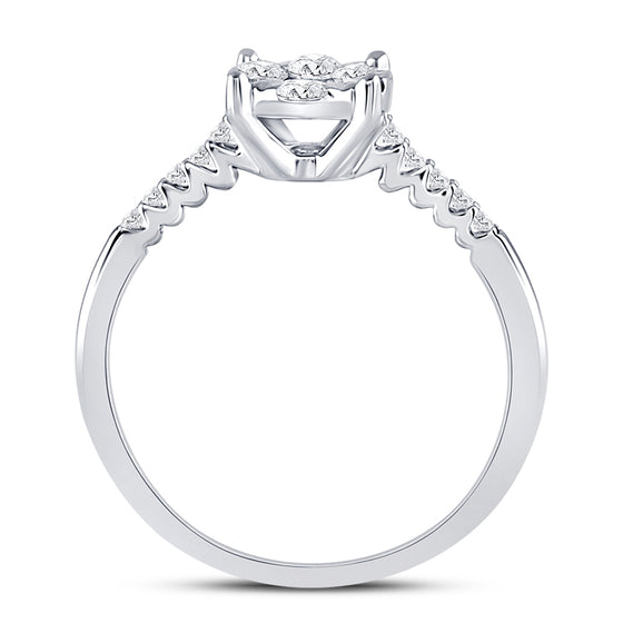 10k White Gold Womens Round Diamond Flower Cluster Ring 1/2 Cttw