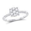 10k White Gold Womens Round Diamond Flower Cluster Ring 1/2 Cttw