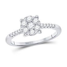  10k White Gold Womens Round Diamond Flower Cluster Ring 1/2 Cttw