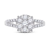 14k White Gold Womens Round Diamond Flower Cluster Ring 1 Cttw