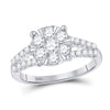 14k White Gold Womens Round Diamond Flower Cluster Ring 1 Cttw
