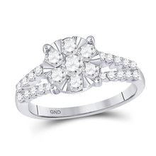  14k White Gold Womens Round Diamond Flower Cluster Ring 1 Cttw